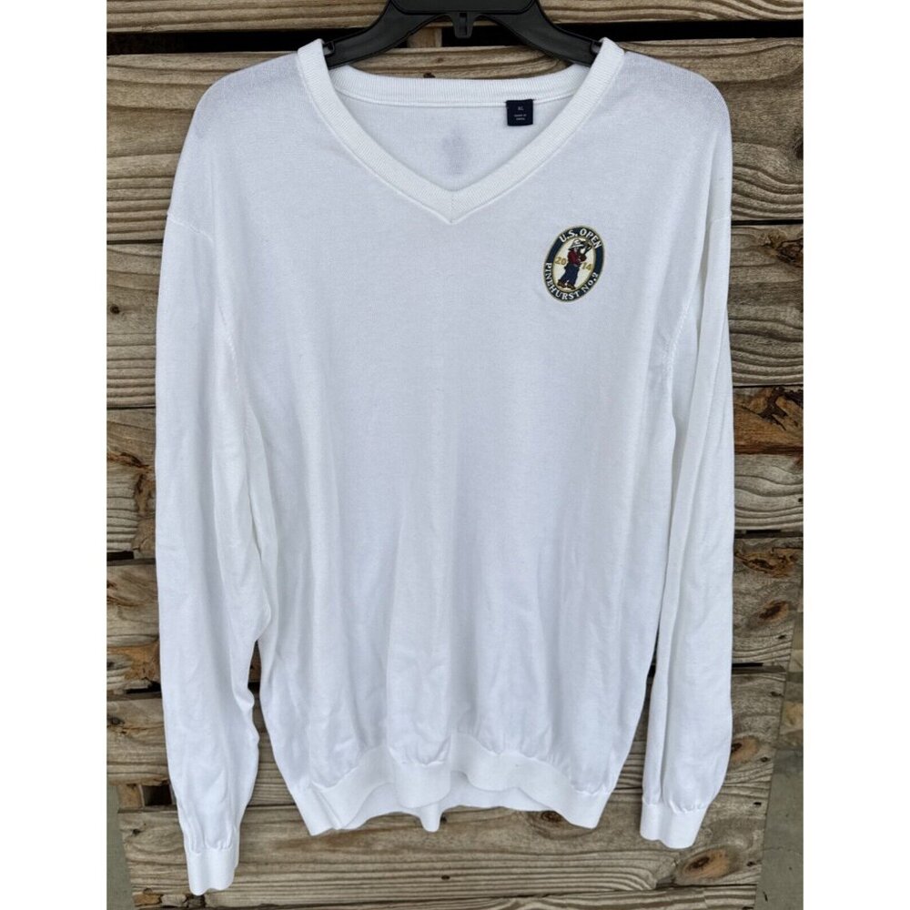 Ashworth‎ Men's White V Neck Sweater X Large US Open Pinehurst 2014 XL